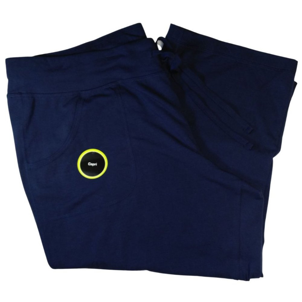 Athletic brand Capri, cotton stretch, pull-on elastic, and drawstring waist